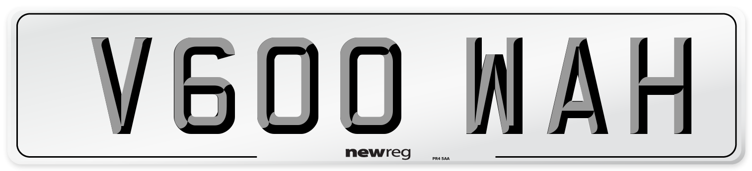 V600 WAH Number Plate from New Reg